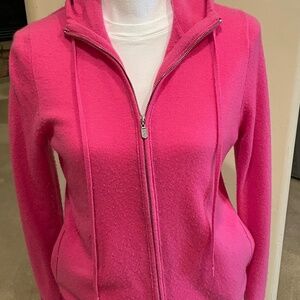 J. Crew hot pink 100% cashmere zip sweater hoodie